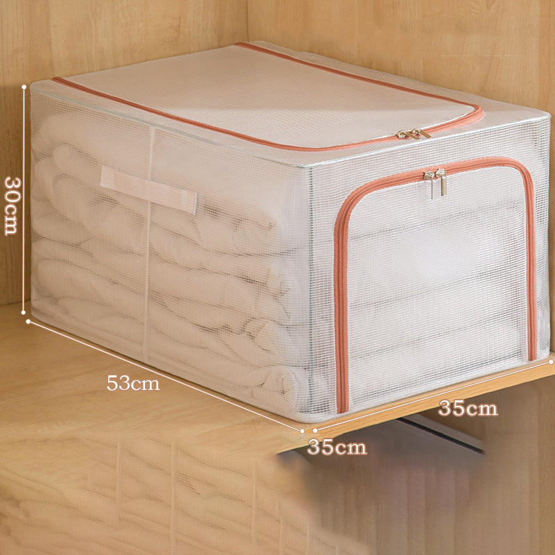 55L Storage Box Transparent PVC Metal Frame Organizer for Clothes Blankets Bedding 55L Storage Box Transparent PVC Metal Frame Organizer for Clothes Blankets Bedding